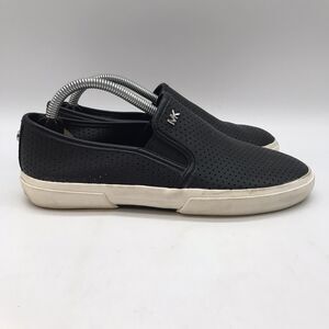 Michael Kors Boerum Lasered Leather Loafers Women's 6M Black Double Gore Shoes
